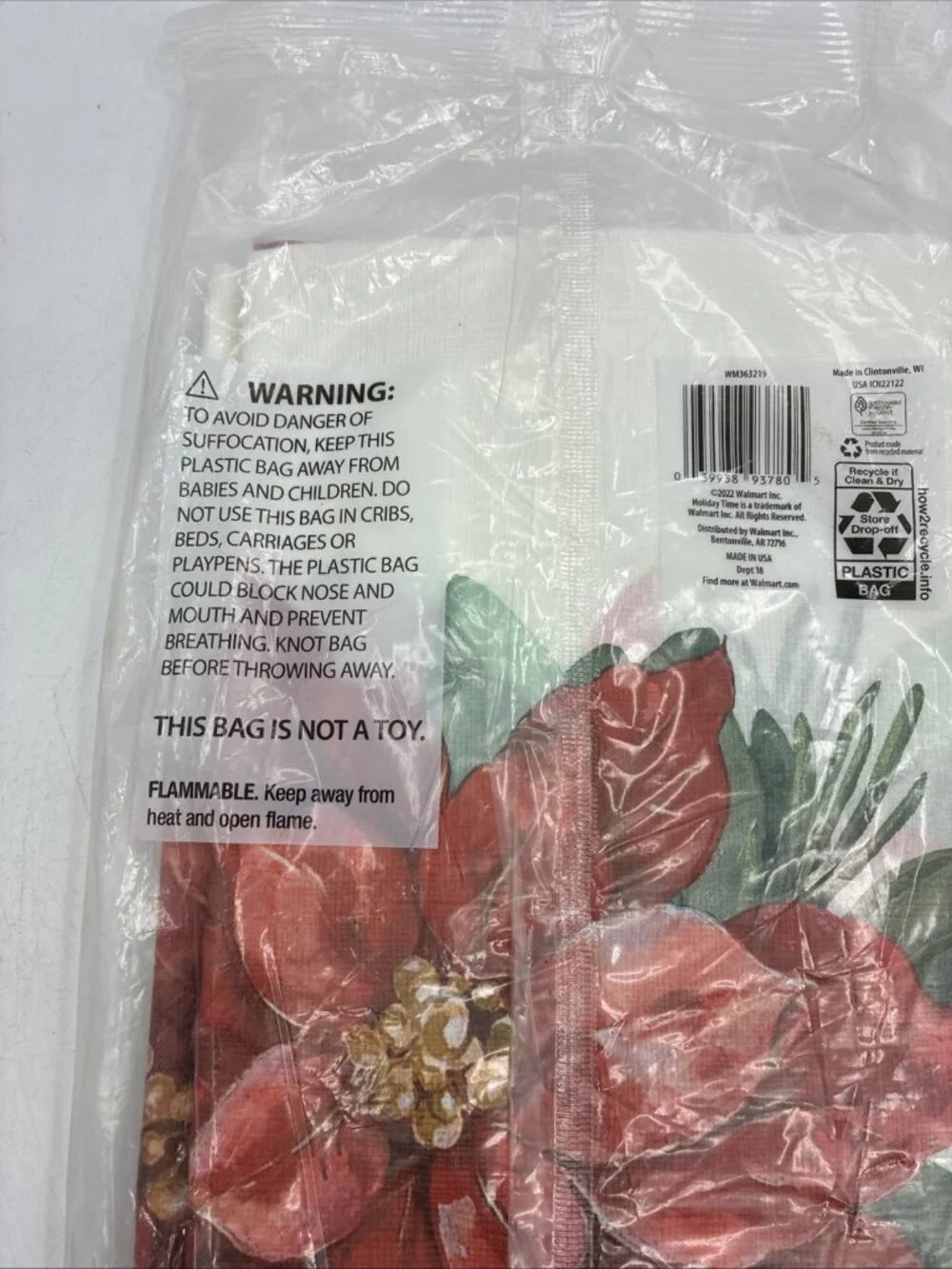 Holiday Time Paper Table Covers Christmas Poinsettia 2 Pack 54 x 84 Disposable